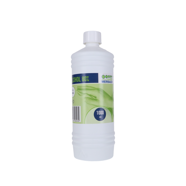 Navulverpakking Merbach alcohol 80% 1 liter voor reiniging en desinfectie.