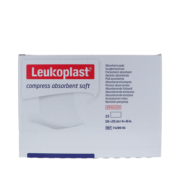 Steriel verband Leukoplast Absorbert soft 10x20cm verpakt per 25 stuks.