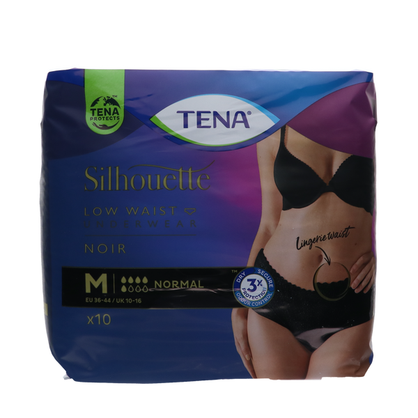 Tena Silhouette Normal zwart lage taille medium 10 stuks verpakking