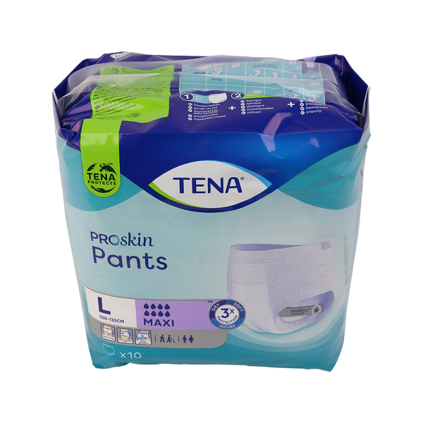 TENA Proskin Pants Maxi, 10st (L) voor zware incontinentie, elastisch en ademend materiaal met FeelDry Advanced-technologie