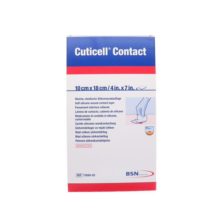 Cuticell Contact Siliconen Wondcontactlaag 10cm x 18cm, 5st (72680-02)