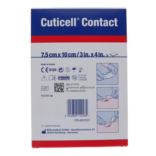 Cuticell Contact Siliconen Wondcontactlaag 7,5cm x 10cm, 5st verpakking