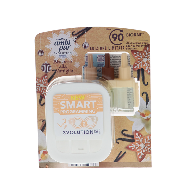 Afbeelding van Ambi Pur 3Volution Apparaat+Navul Vanilla Cookie (6074) in verpakking.