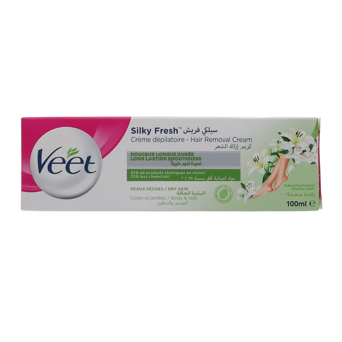 Veet Cream 100ml voor droge huid, ontharingscrème voor benen, armen, oksels, en bikinilijn, voedt en hydrateert.