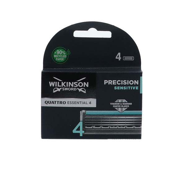 Wilkinson Quattro Titanium 4-pak Sensitive scheermesjes voor gevoelige huid in verpakking