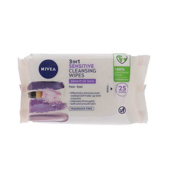 Nivea Biodegradable Wipes 25s 3in1 Sensitive voor gevoelige huid