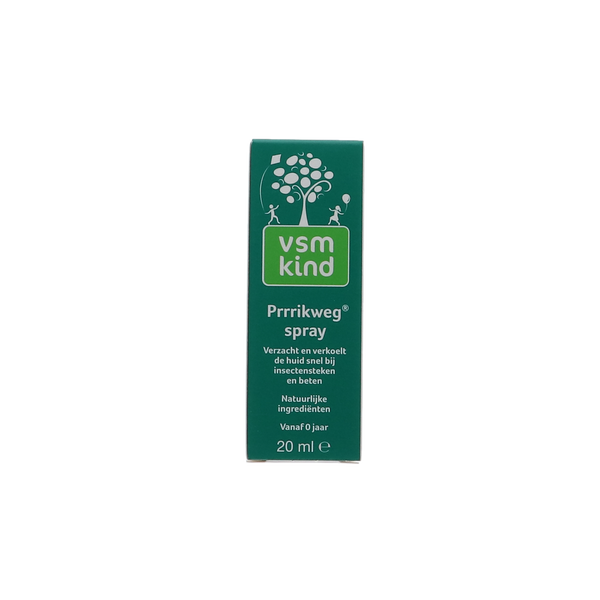 VSM Prrrikweg kind spray 20ml voor behandeling van insectenbeten en huidirritaties bij kinderen.