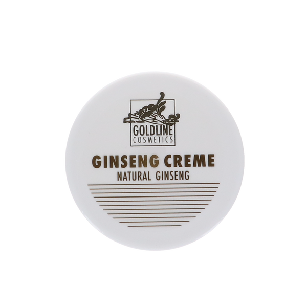 Afbeelding van Goldline Ginseng Creme 250ml verpakking met ginseng-extract voor verjonging en hydratatie van de huid.