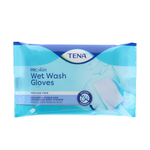 Tena Wet Wash Gloves Geurloos verpakking van 5 stuks