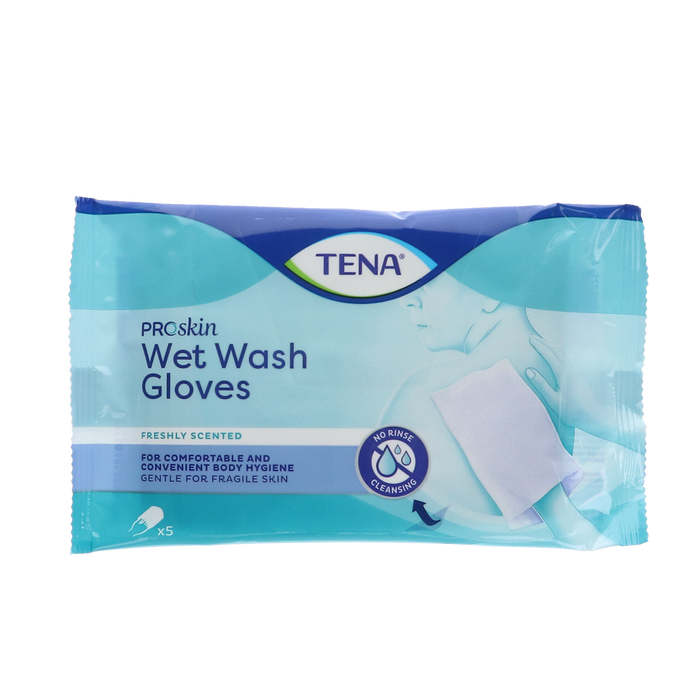 Tena Wet Was gloves fris geurend - 5 Stuks verpakking