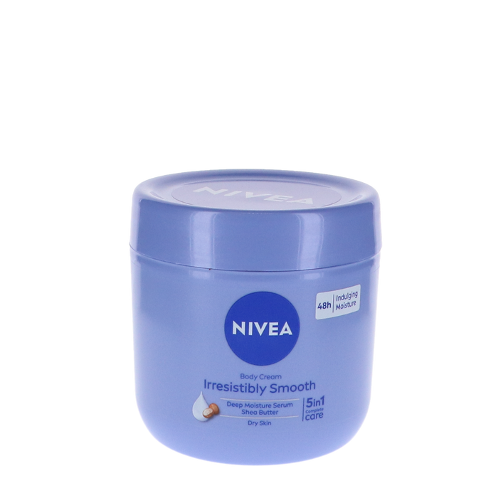 Nivea Crème Irresistibly Smooth 400ml voor zijdezachte huid en diepe hydratatie, geschikt voor dagelijks gebruik.