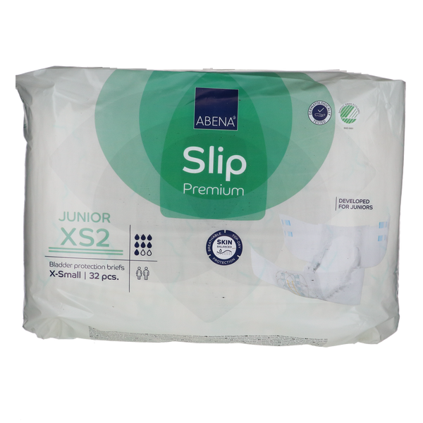 Abena Slip Premium XS2 Junior 1500ml, 32 stuks, voor jongeren met incontinentie, klittenband, elastische tailleband