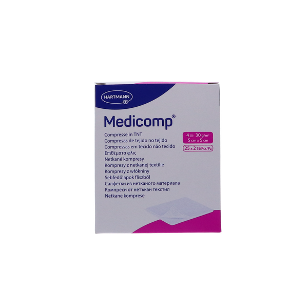 Medicomp steriel gaaskompressen, 4 laags, 5x5 cm, 25 x 2 stuks verpakking