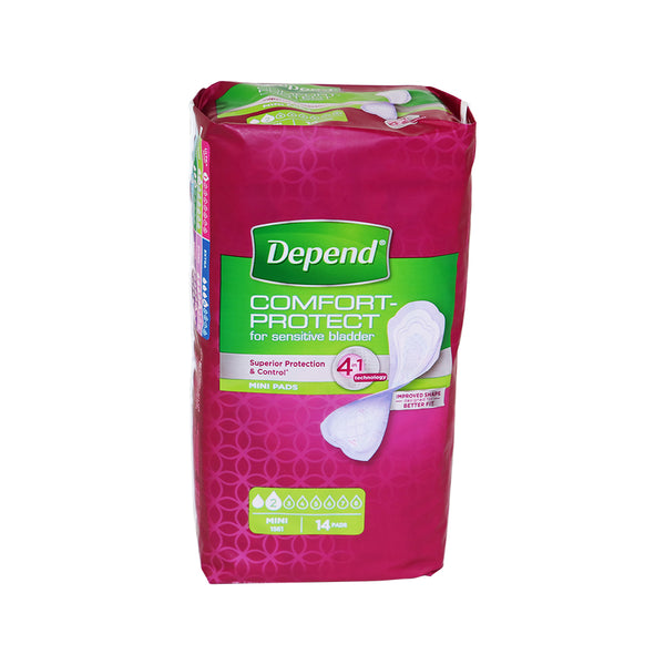 Depend Verband Mini, 14 stuks, voor lichte tot matige incontinentie, hoge absorptie, zachte en ademende buitenlaag.