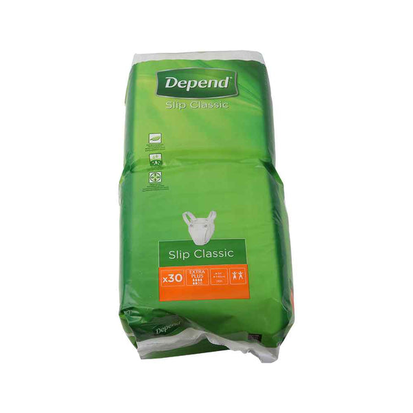 Depend Slip Classic Extra-Plus incontinentieslips, 30 stuks verpakking.