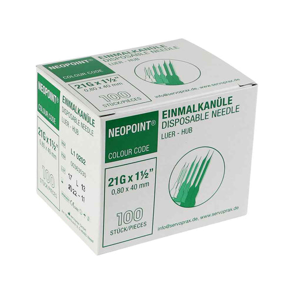 Neopoint Injectienaalden Groen, doos van 100 stuks.