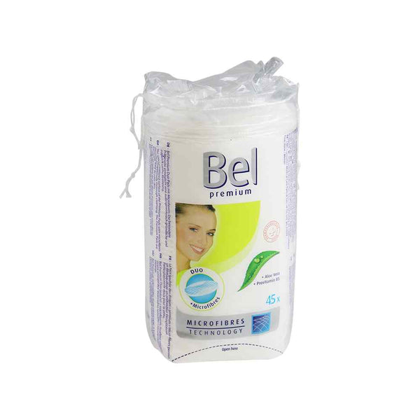 Bell Premium Pads Microfaser Ovaal Groot, 45st, ideaal voor gezichtsreiniging, make-up verwijdering en huidverzorging.