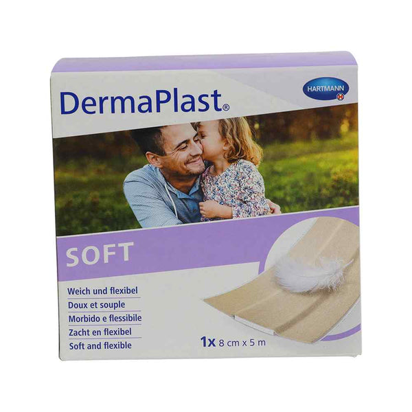 Verband Dermaplast Soft 5mx8cm, hypoallergeen materiaal, zacht en flexibel, ideaal voor wondverzorging