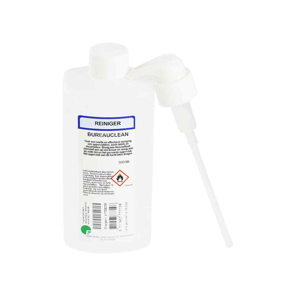 Bureauclean met pompsysteem, fles van 500ml isopropylalcohol voor reiniging en desinfectie