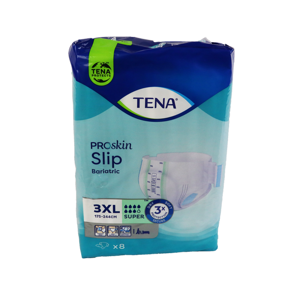 TENA SLIP BARIATRIC SUPER XXXL luiers, 8 stuks, voor obesitas, superabsorberend, huidvriendelijk, herbruikbare strips.